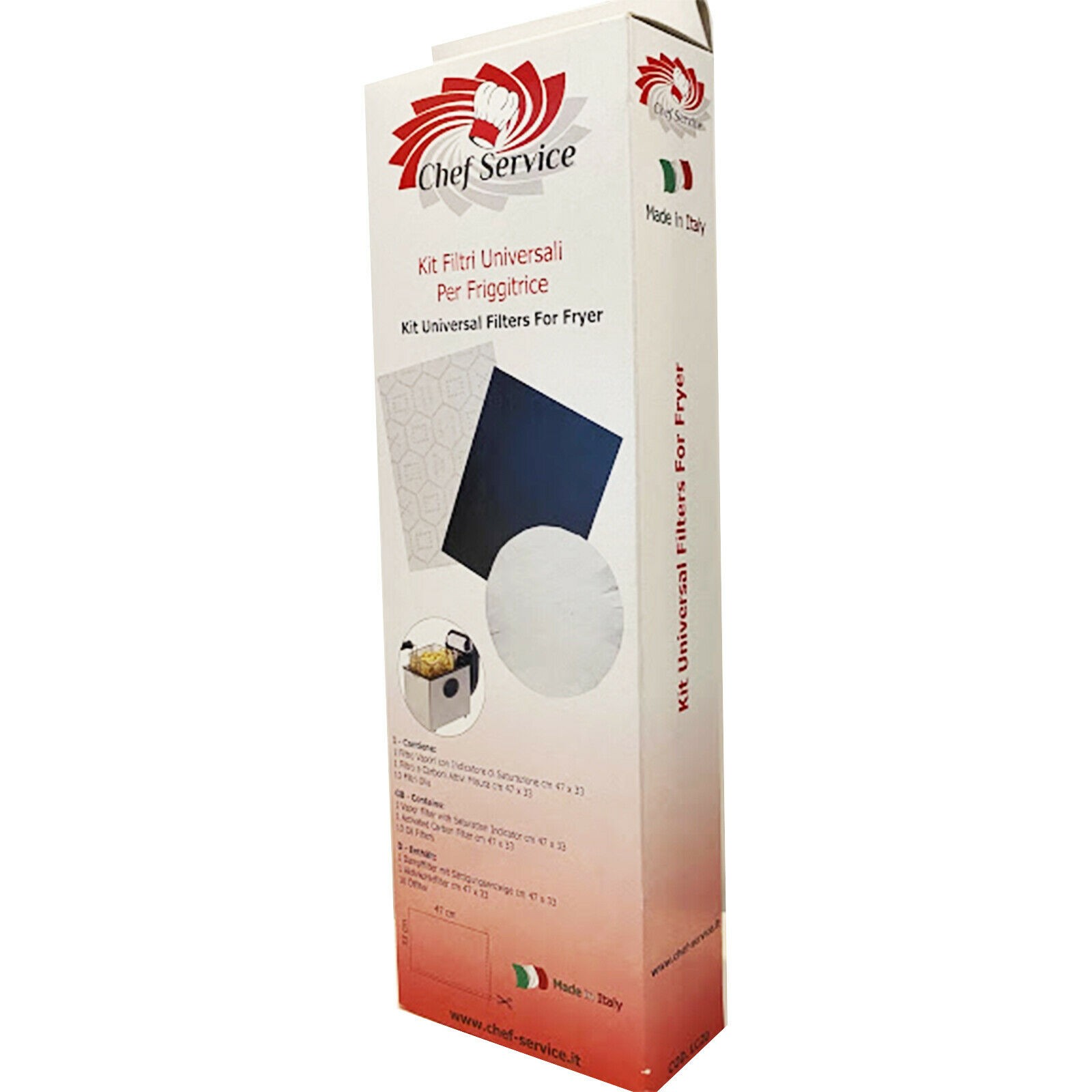 Kit filtri friggitrice composto da 10 filtri olio, 1 filtro vapore e 1 filtro carboni